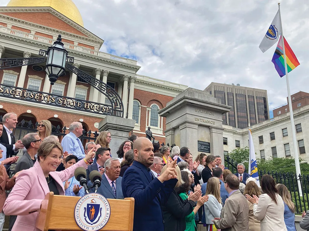 Maura Healey, Americas first lesbian governor, oversees raising of Pride flag at Statehouse